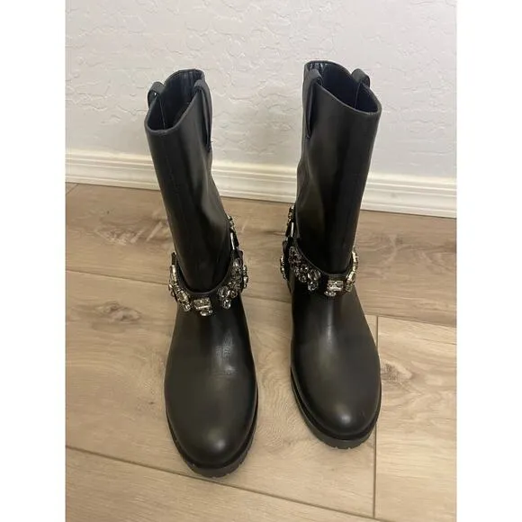 White House Black Market | Leather Moto Studded Boots
