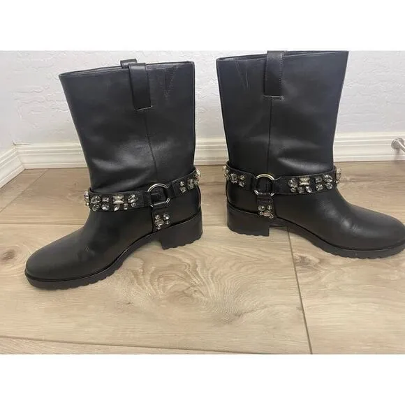 White House Black Market | Leather Moto Studded Boots