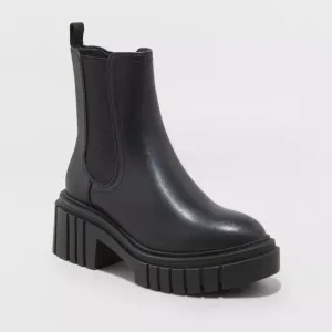 Wild Fable Women's Leather Ankle Chelsea Boots Platform Rugged Outsole