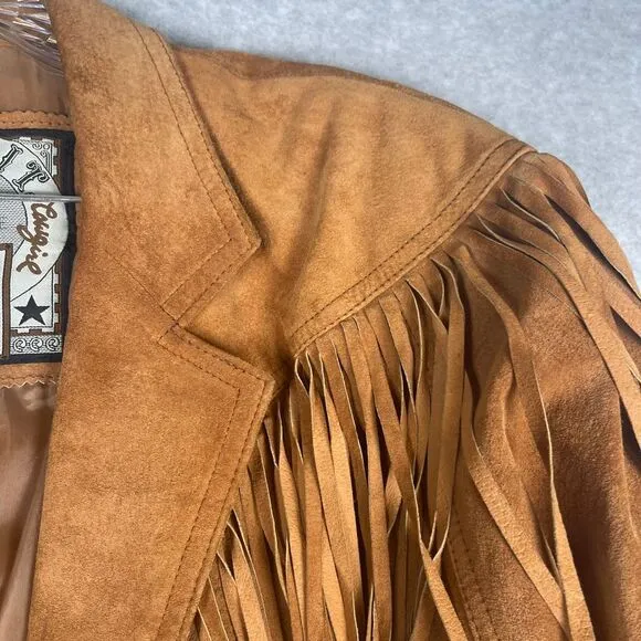 Winlit‎ Western Cowgirl fringe leather Jacket, coat. Size Medium, EUC! Boho