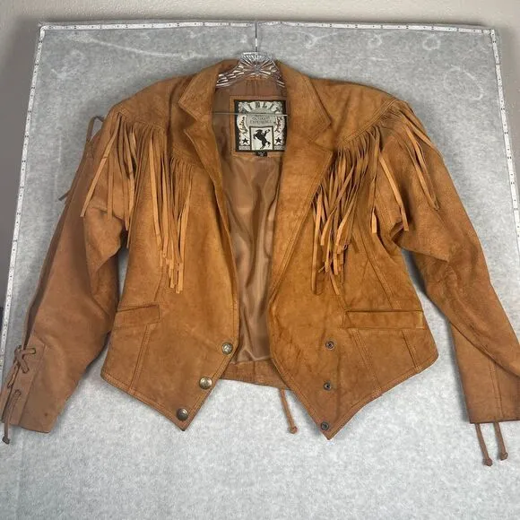 Winlit‎ Western Cowgirl fringe leather Jacket, coat. Size Medium, EUC! Boho