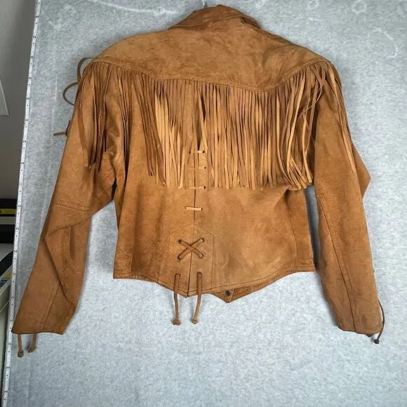 Winlit‎ Western Cowgirl fringe leather Jacket, coat. Size Medium, EUC! Boho