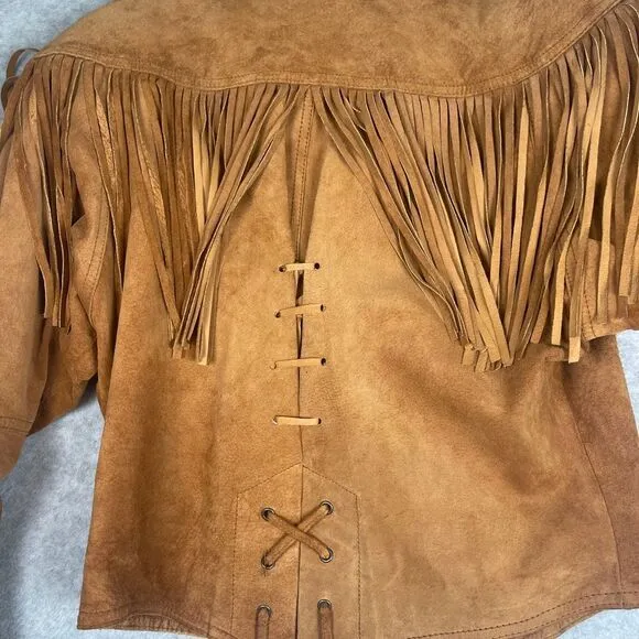 Winlit‎ Western Cowgirl fringe leather Jacket, coat. Size Medium, EUC! Boho