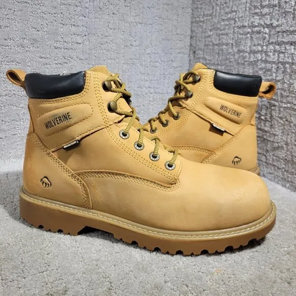 Wolverine 6&quot; Men's Size 11M Wheat Waterproof Steel Toe Work Boots W10632
