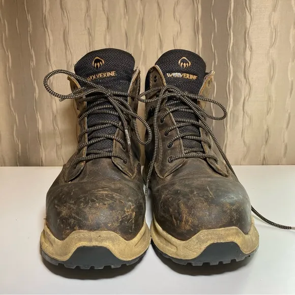 Wolverine Boots Men's 9EW CarbonMax Brown Work W201175 Leather ASTM F2413-18