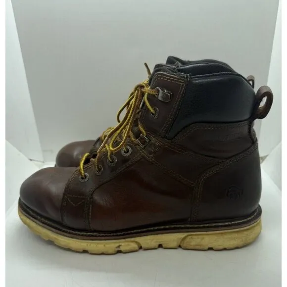 WOLVERINE I-90 Wedge Durashocks 6&quot; Brown Leather W10888 Men's Sz 10EW Work Boots