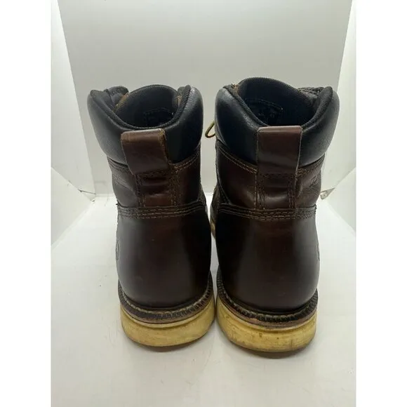 WOLVERINE I-90 Wedge Durashocks 6&quot; Brown Leather W10888 Men's Sz 10EW Work Boots