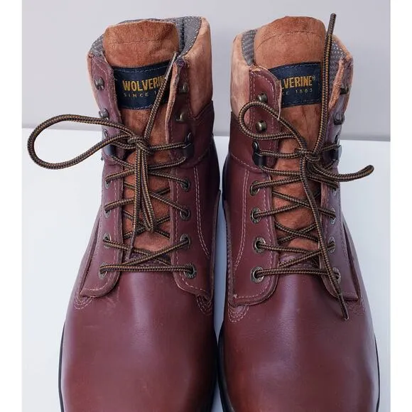 WOLVERINE Men's Size 13M Leather Work Boots Brown Steel Toe DuraShocks in VGUC
