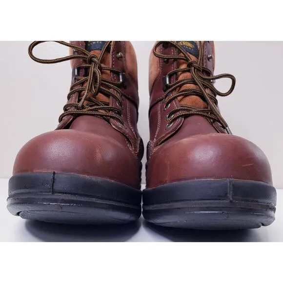 WOLVERINE Men's Size 13M Leather Work Boots Brown Steel Toe DuraShocks in VGUC