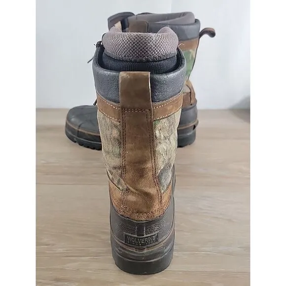 Wolverine Thinsulate Camo Brown Suede Hunting Duck Boots Outdoor Country Size 13