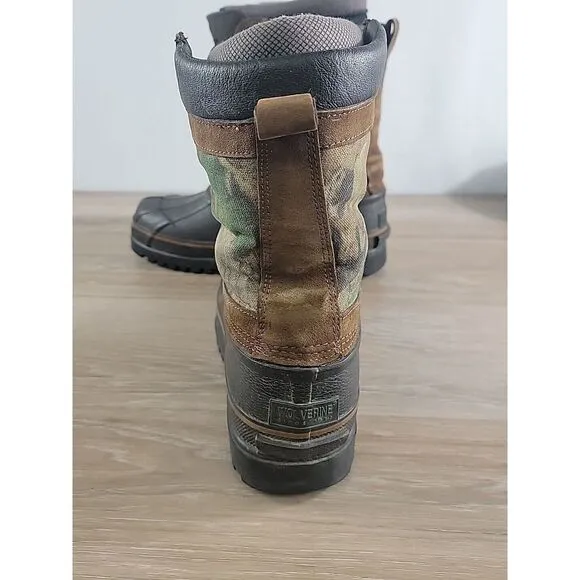 Wolverine Thinsulate Camo Brown Suede Hunting Duck Boots Outdoor Country Size 13