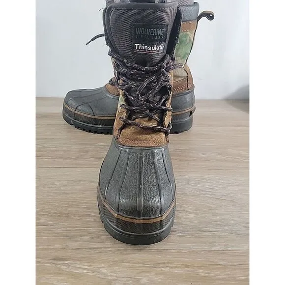Wolverine Thinsulate Camo Brown Suede Hunting Duck Boots Outdoor Country Size 13
