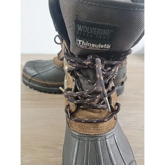 Wolverine Thinsulate Camo Brown Suede Hunting Duck Boots Outdoor Country Size 13