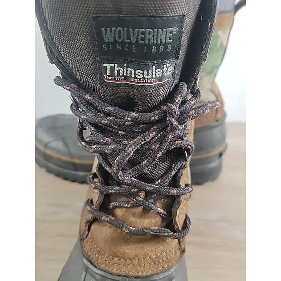 Wolverine Thinsulate Camo Brown Suede Hunting Duck Boots Outdoor Country Size 13