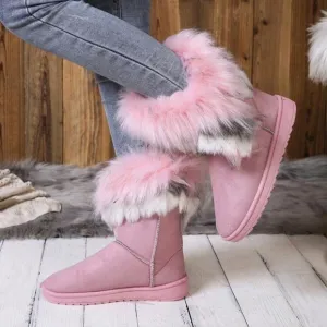 Women Fashion Comfortable Faux Fur Lining Warm Non-Slip Easy On/Off Winter Boots