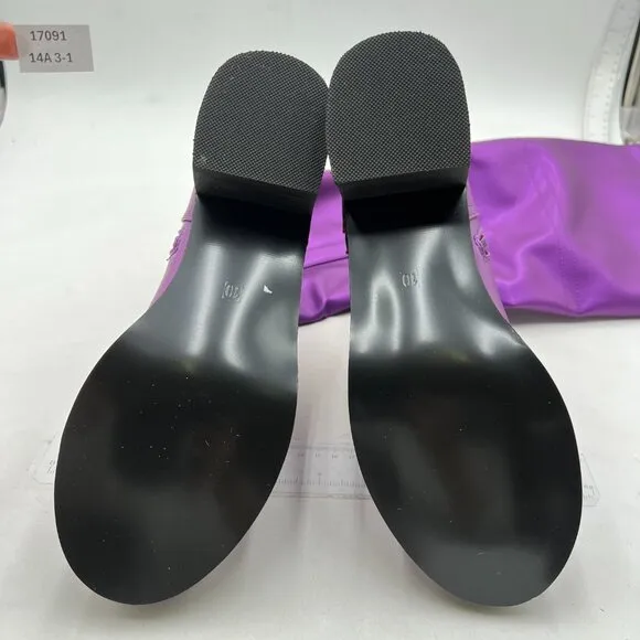 Women Regular Round Toe Flat Riding Knee High Boots  Low Heel Long Boots Purple
