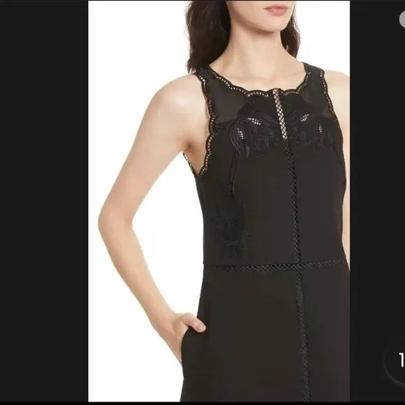 Women's 3 (8) Ted Baker Codi Lace Scallop Hem Black Dress Fun Romantic