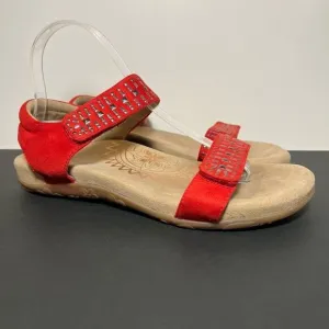 Womens AETREX Maria Red Adjustable Sandals / Size 9-9.5