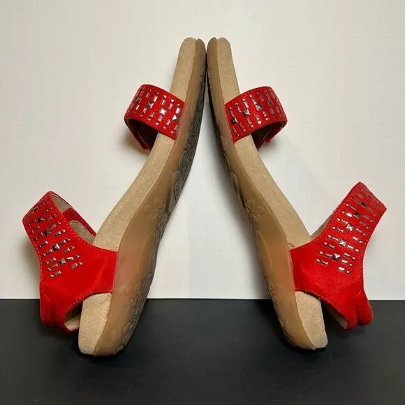 Womens AETREX Maria Red Adjustable Sandals / Size 9-9.5