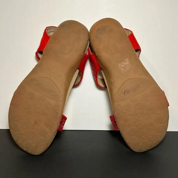 Womens AETREX Maria Red Adjustable Sandals / Size 9-9.5