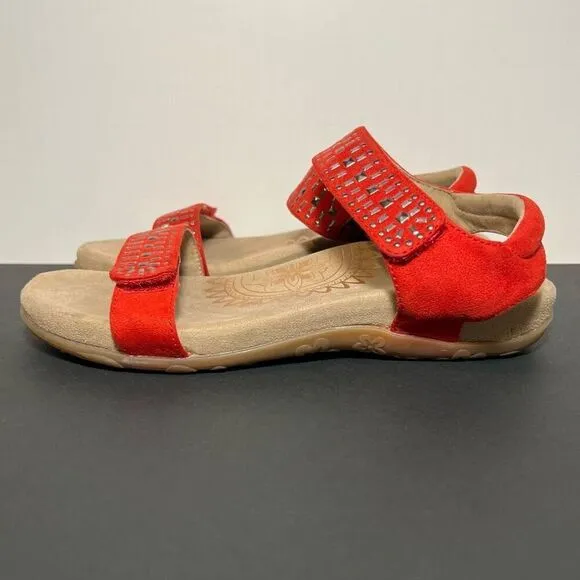 Womens AETREX Maria Red Adjustable Sandals / Size 9-9.5