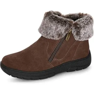 Women's Ankle Boots Faux Fur Shearling Lining Shoes, Brown