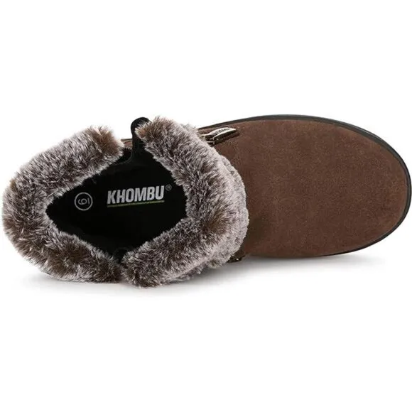 Women's Ankle Boots Faux Fur Shearling Lining Shoes, Brown