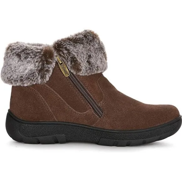Women's Ankle Boots Faux Fur Shearling Lining Shoes, Brown