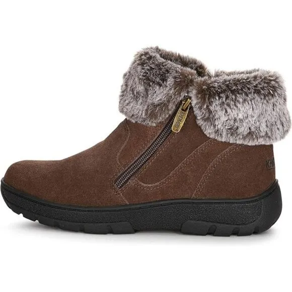 Women's Ankle Boots Faux Fur Shearling Lining Shoes, Brown