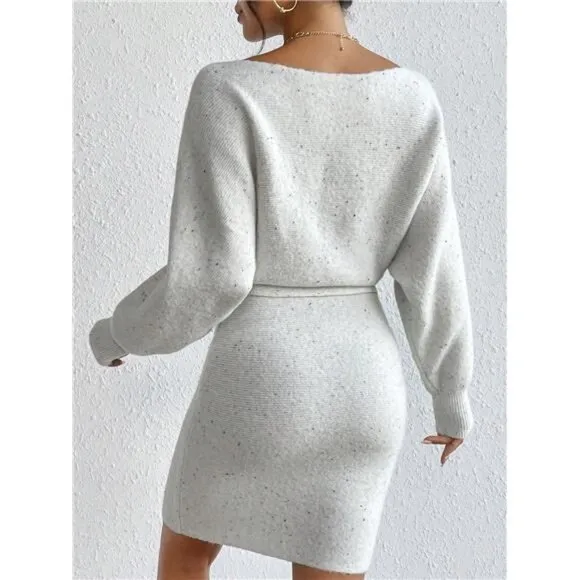 Women'S Boat Neck Sweater Dress For Valentine'S Day, Dating And Parties