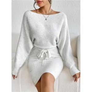Women'S Boat Neck Sweater Dress For Valentine'S Day, Dating And Parties