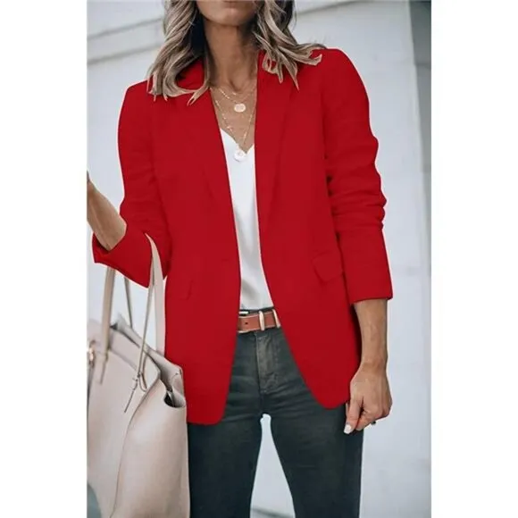 Women's Casual Blazers Open Front Long Sleeve Work Office Jackets Blazer