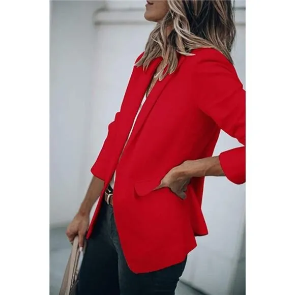 Women's Casual Blazers Open Front Long Sleeve Work Office Jackets Blazer