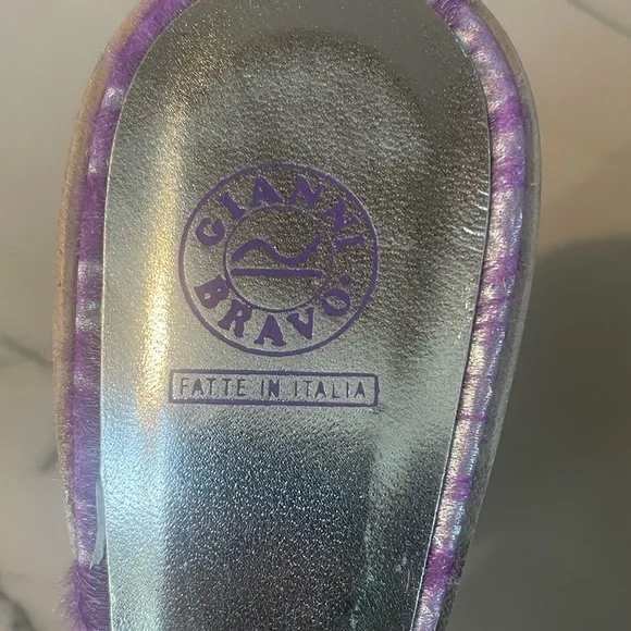 Women’s GIANNI BRAVO Mules Shoes-Purple-Pony Hair-Sz 38, US 8