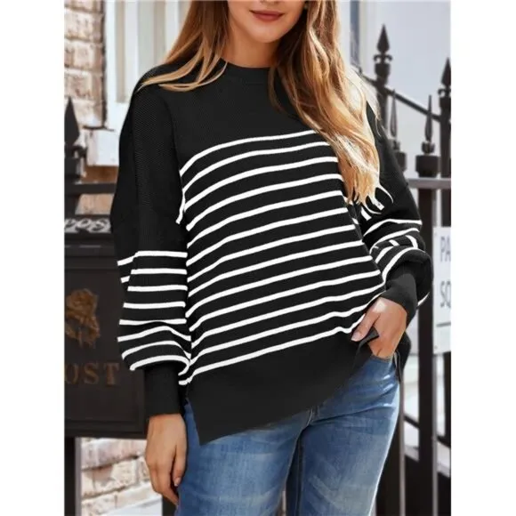 Women's Oversized Batwing Sweaters 2025 Fall Outfits Trendy Crewneck