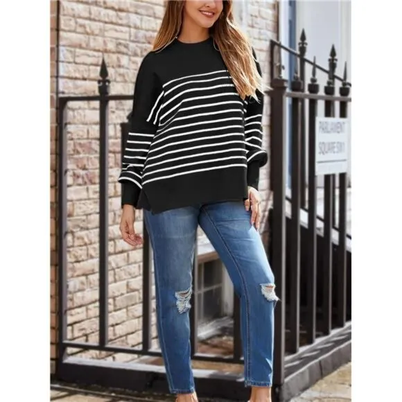 Women's Oversized Batwing Sweaters 2025 Fall Outfits Trendy Crewneck
