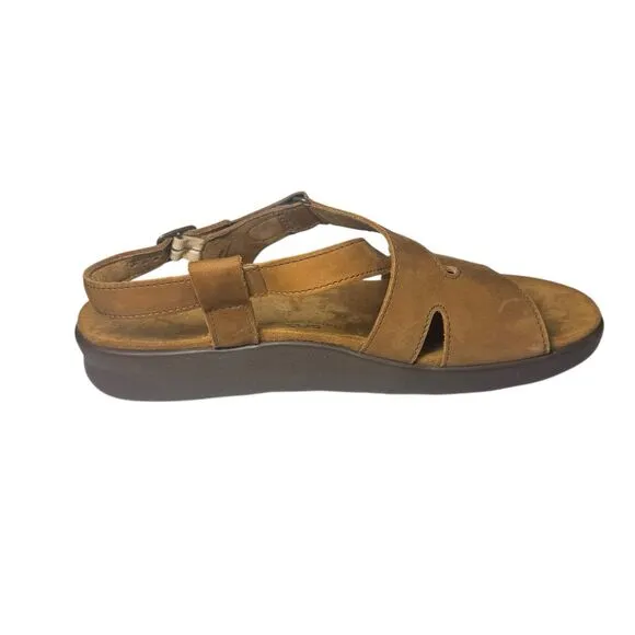 Women's SAS Huggy Strappy Wedge Sandals Shoes Size 13 N Brown Leather Adjustable