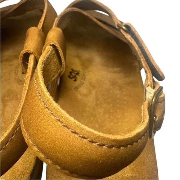 Women's SAS Huggy Strappy Wedge Sandals Shoes Size 13 N Brown Leather Adjustable