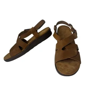 Women's SAS Huggy Strappy Wedge Sandals Shoes Size 13 N Brown Leather Adjustable