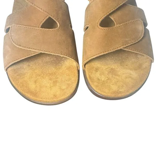 Women's SAS Huggy Strappy Wedge Sandals Shoes Size 13 N Brown Leather Adjustable