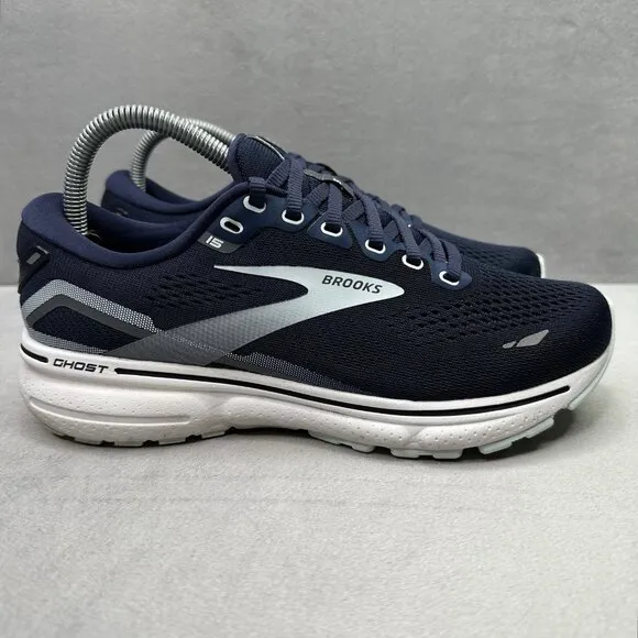 Womens Size 8 (D) WIDE Brooks Ghost 15 Shoes Navy Blue Athletic Running Sneakers