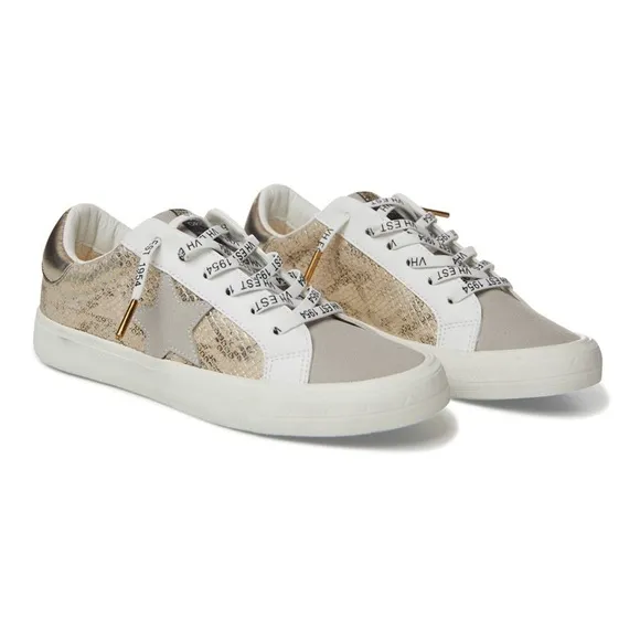 Women's Stylish White and Gold Sneakers
