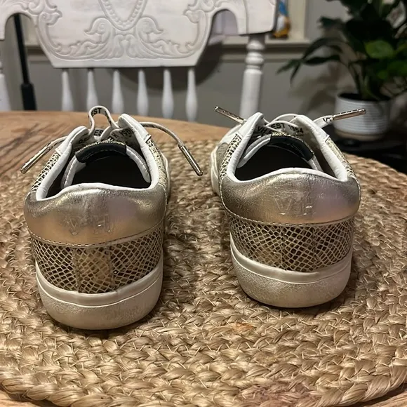 Women's Stylish White and Gold Sneakers