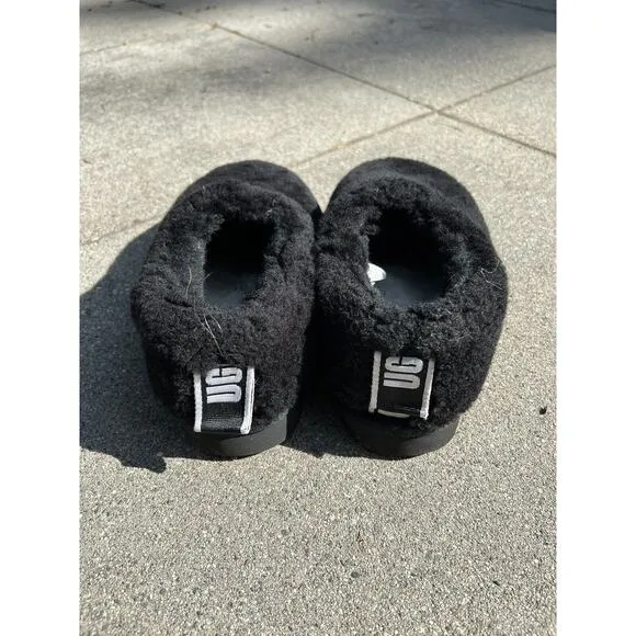 WOMENS SZ 8 BLACK UGG CLASSIC COZY BOOTIE SHEEPSKIN SHOES SLIPPERS EUC