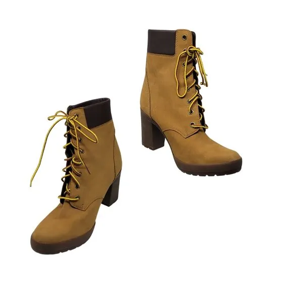 Womens Timberland Allington Mid Lace-Up Combat Heeled Work Boots 9 Streetwear