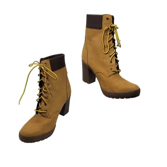 Womens Timberland Allington Mid Lace-Up Combat Heeled Work Boots 9 Streetwear