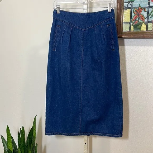 Women’s Western Hi-Waist Pleated Denim Jean Skirt Size 8