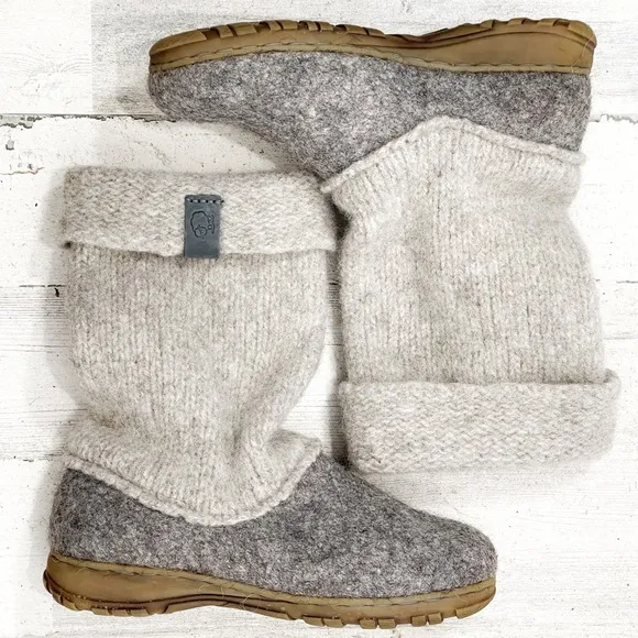 Woolen Clogs Boiled Wool Handmade Winter Boots Size 39 Women's US 8.5 Fisherman