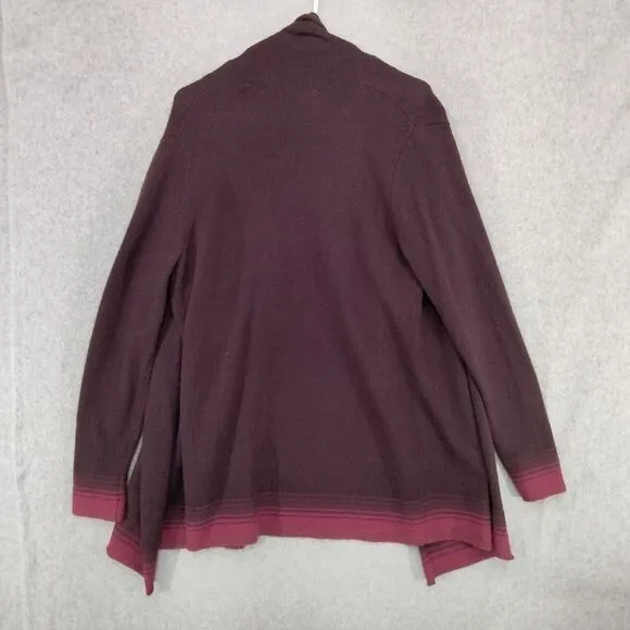 Woolrich Cardigan Sweater Wmns M Wool Blend Purple Ombre Open Front Waterfall