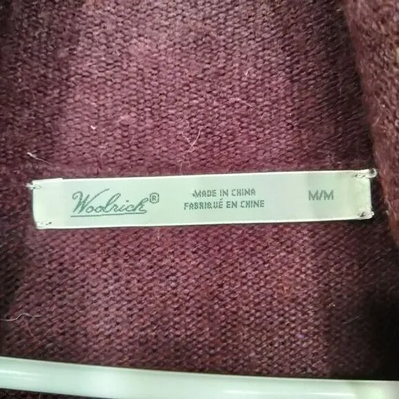 Woolrich Cardigan Sweater Wmns M Wool Blend Purple Ombre Open Front Waterfall